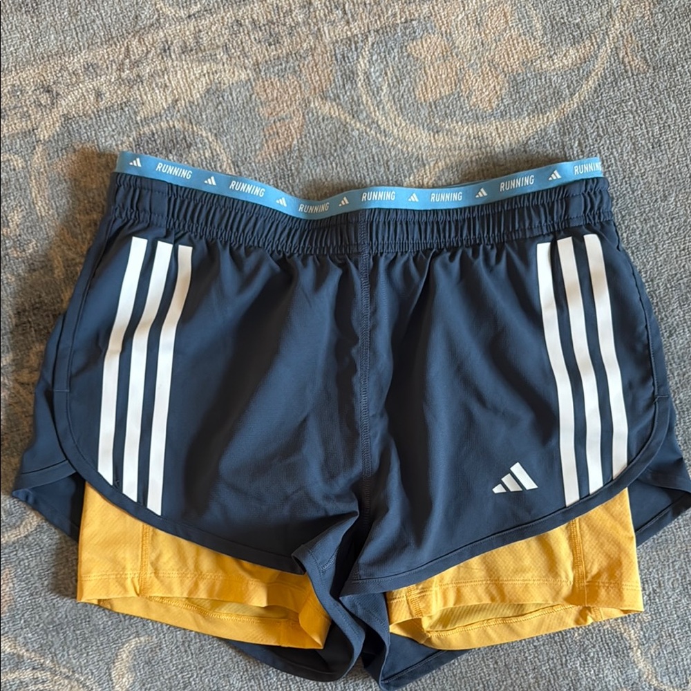 Adidas Blue and Yellow Athletic Shorts